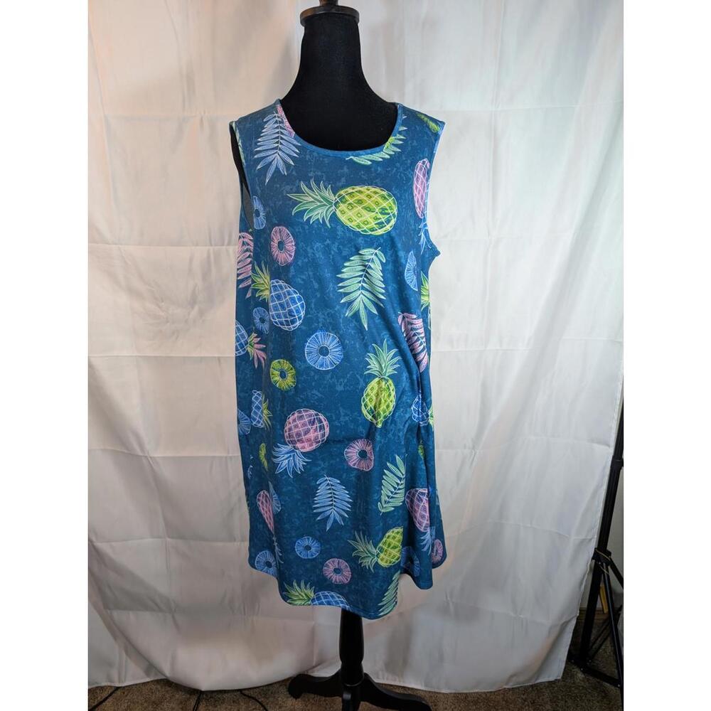 EUC Women's Size Large Fun Pineapple Print Sleeveless Dress (Polyester/Spandex)